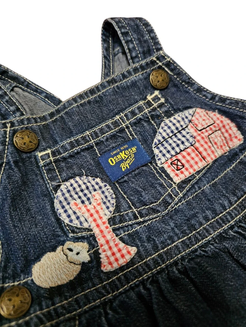Oshkosh B'Gosh 0-3m Denim Farm Theme Dress Overall